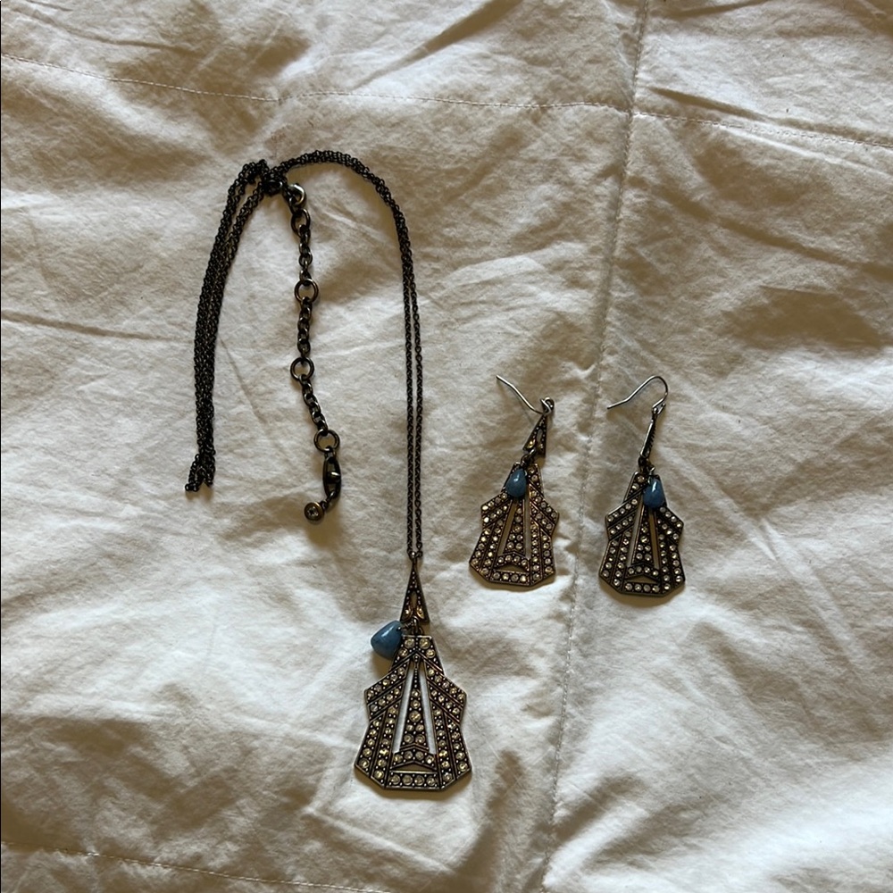 CAbi Blue and Gray Tassel Necklace